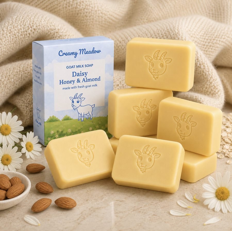 Honey Almond Goat Milk Soap | Softens Dry Skin | Creamy Meadow