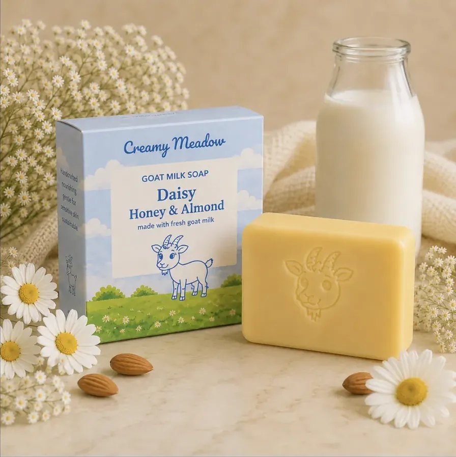 Honey Almond Goat Milk Soap | Softens Dry Skin | Creamy Meadow