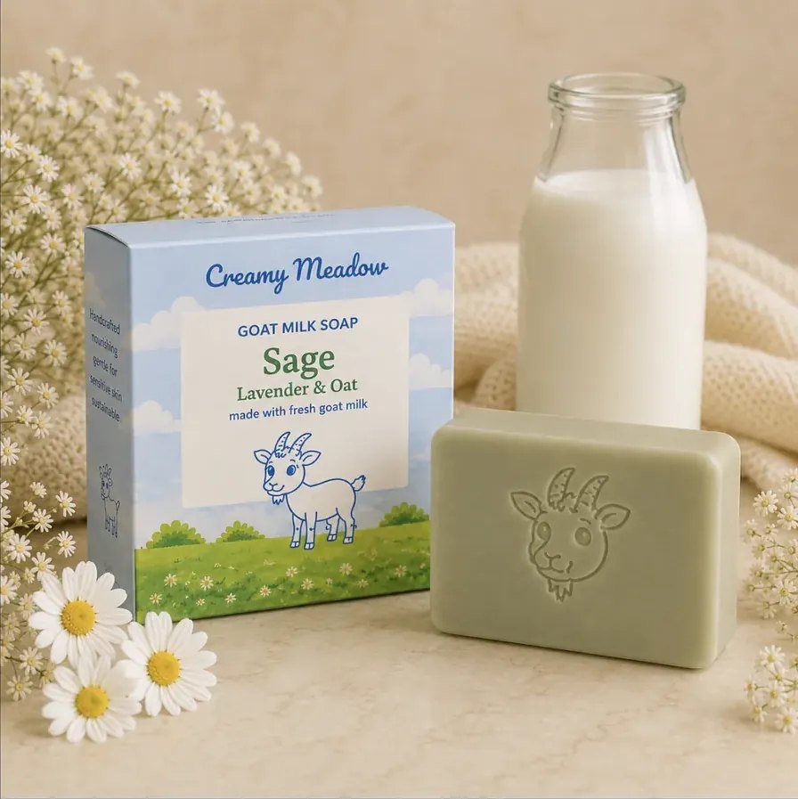 Lavender Oat Goat Milk Soap | Calming & Gentle | Creamy Meadow