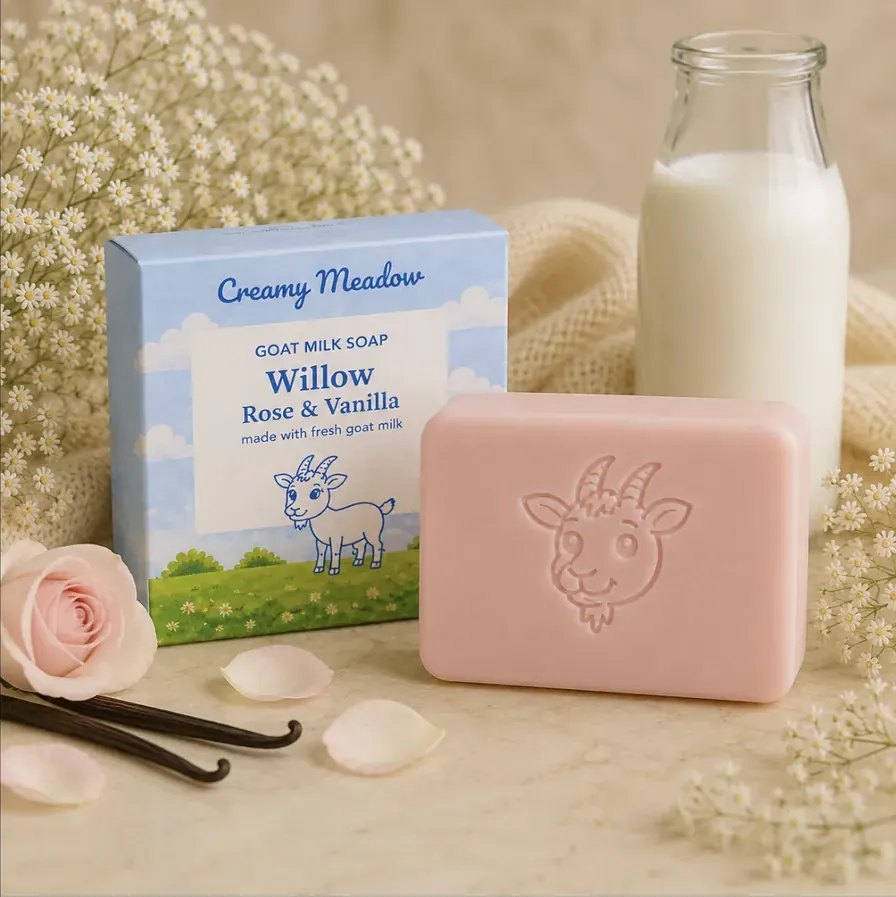 Rose Vanilla Goat Milk Soap | Soft, Silky Skin | Creamy Meadow